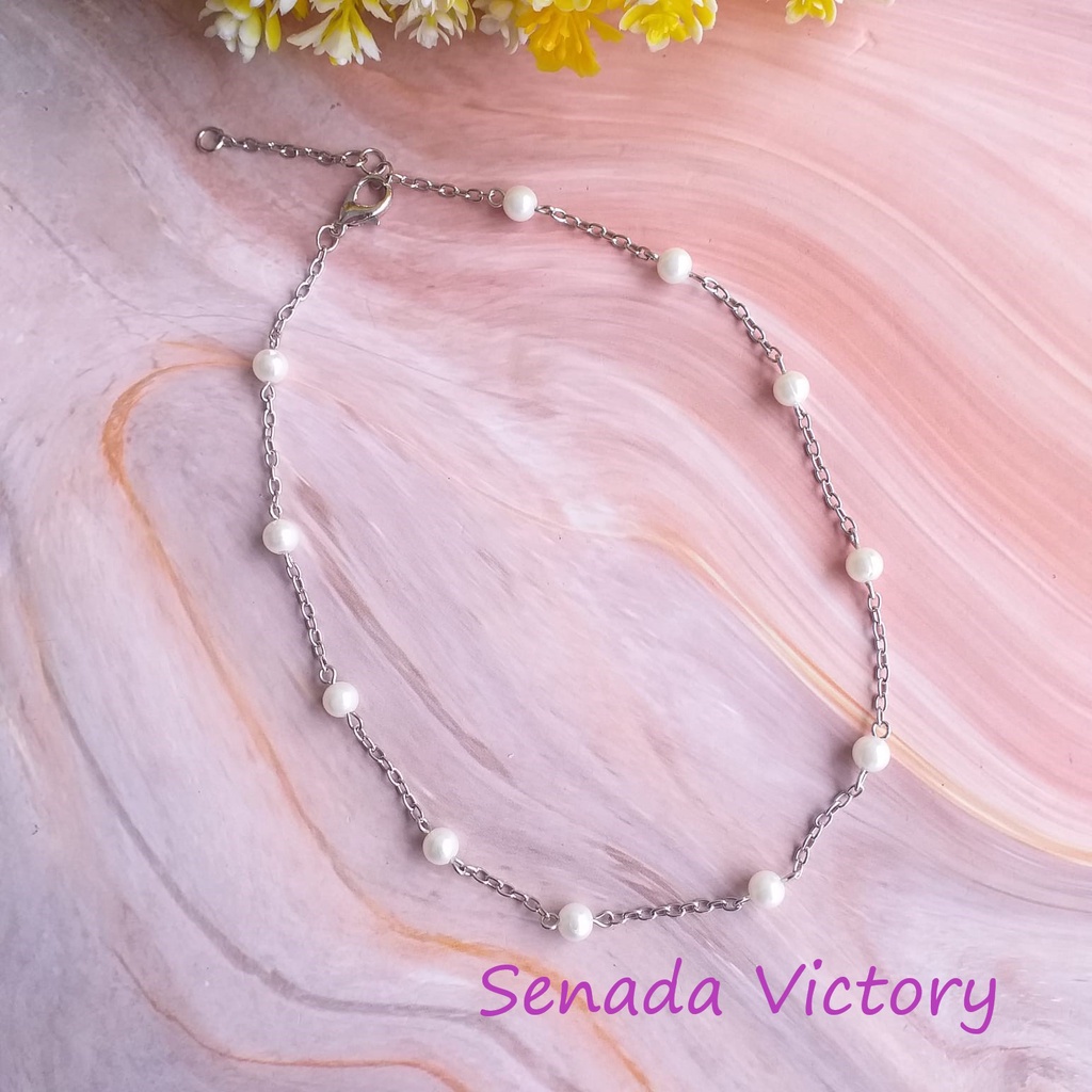 Senada Victory Kalung Choker Mutiara Lanyard Gold Silver Aksesoris Wanita SK04