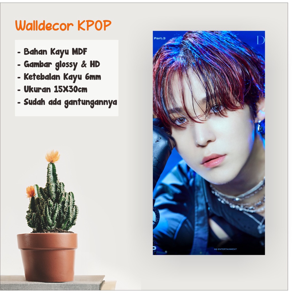 WALLDECOR ATEEZ YUNHO UKURAN 15X30 CM WALL DECOR POSTER KAYU HIASAN DINDING KPOP