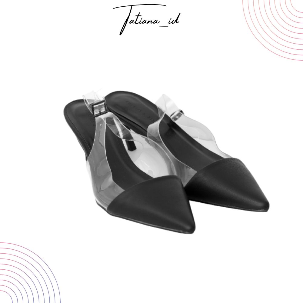 Sepatu CK 385 / Sepatu Transparan Pesta Kondangan High Heels 5cm Wanita Hitam dan Putih CK 385 by Ta