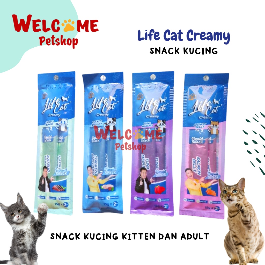 Life Cat Creamy Snack Kucing Makanan Cemilan Kitten Adult 30gr Lifecat