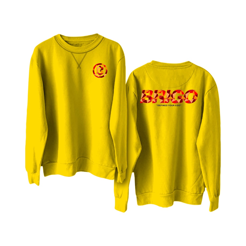 BRIGO Basic Sweatshirt  crystal II Sweater Crewneck BRIGO crystal Sablon DTF Fleece Cotton II SIZE M-XXL (Pria &amp; Wanita) Free stiker&amp;Gantungan Kunci