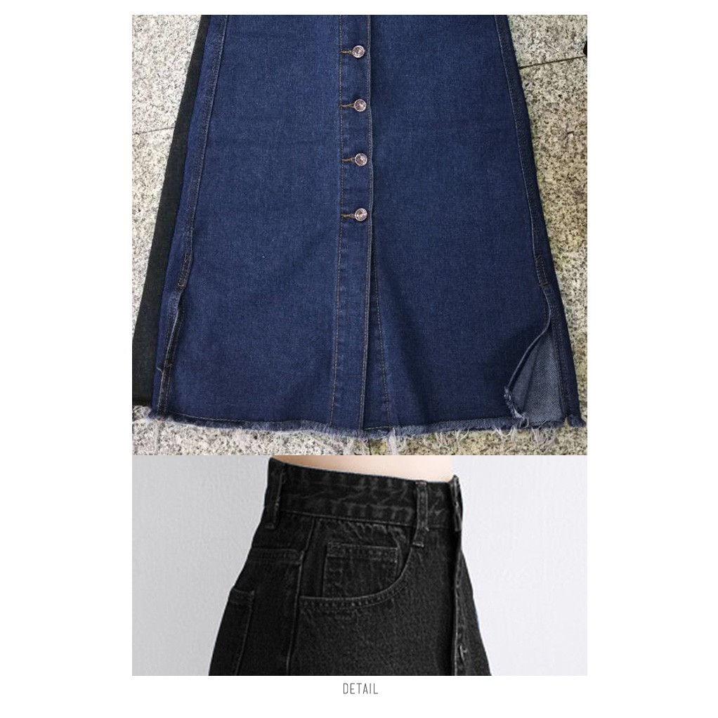 KARAKOREA 6136 Zaskia Denim Skirt Rok denim Panjang Rok Wanita Jeans