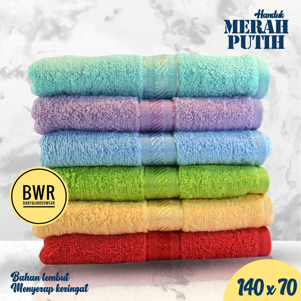 Handuk MERAH PUTIH / Handuk Mandi Dewasa Handuk Travel Size Kecil Besar Jumbo Warna Polos -|Bwr