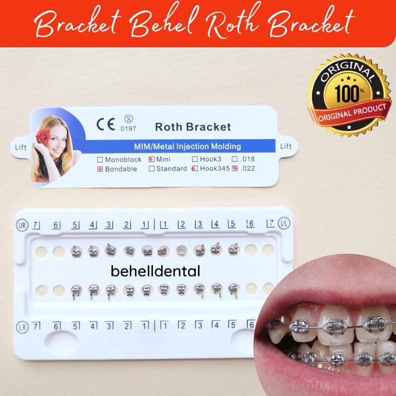 BRACKET BEHEL GIGI PERAWATAN ORTHO METAL ROTH WITH HOOK ON 3 // Kawat Dental Comfort Usa Original // Braket Breket Mim Metalic Perbaikan Gigi Ori Mengkilap ANTI KARAT