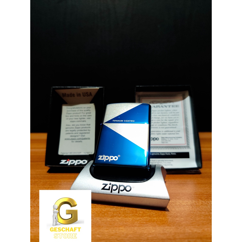 ZIPPO CLASSIC BLUE ICE TIFANUM COATWO ORIGINAL USA BRADFORD