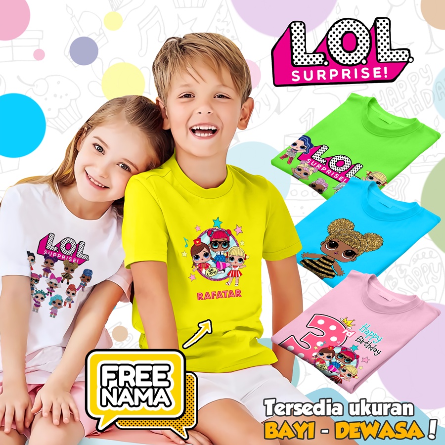 [Free Nama!!] Baju Kaos Couple Anak dan Dewasa boneka LOL Surprise Banyak Motif