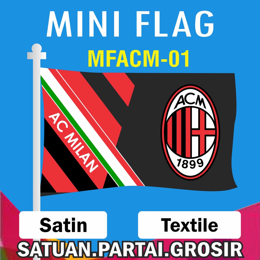 Bendera Printing Custom AC MILAN / Sablon Bendera Printing / Cetak Bendera Custom Printing Kilat / C