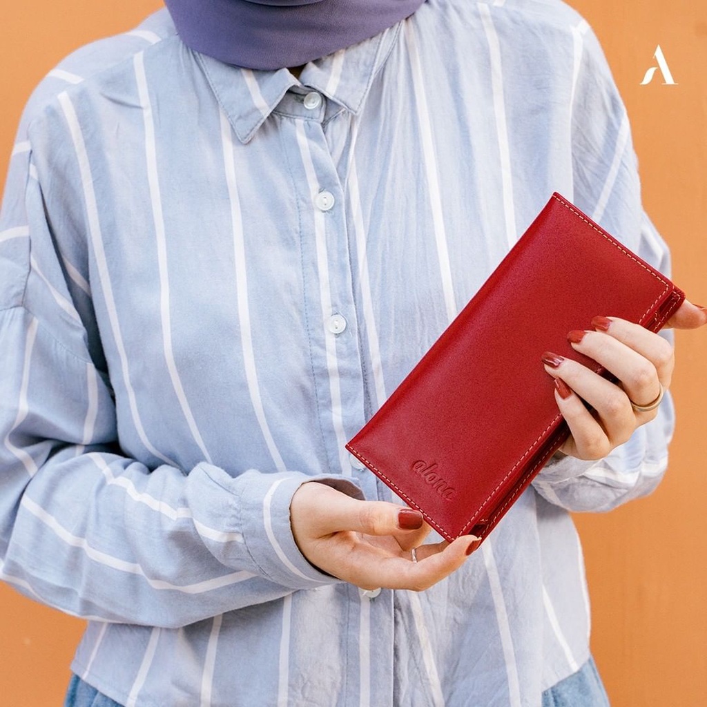 Dompet Kulit Panjang Wanita Dompet Kulit Asli Perempuan Terbaru Grosir COD Premium Original Branded Alona Aurelia (Amyra)