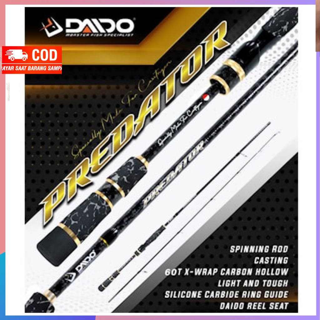 Joran Pancing Spinning DAIDO Predator 662 198cm Carbon Hollow Murah