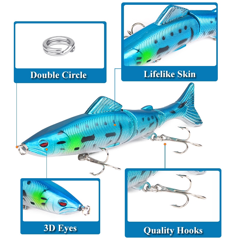 Plastic Bait Umpan Mancing Umpan Ikan Alat Pancing Murah Umpan Pancing Buatan Multi-Section 3-Segment 13cm/18g Umpan Mancing Heavy Sinking Minnow Umpan Pancing Kail Pancing Alat Pancing relix nusantara