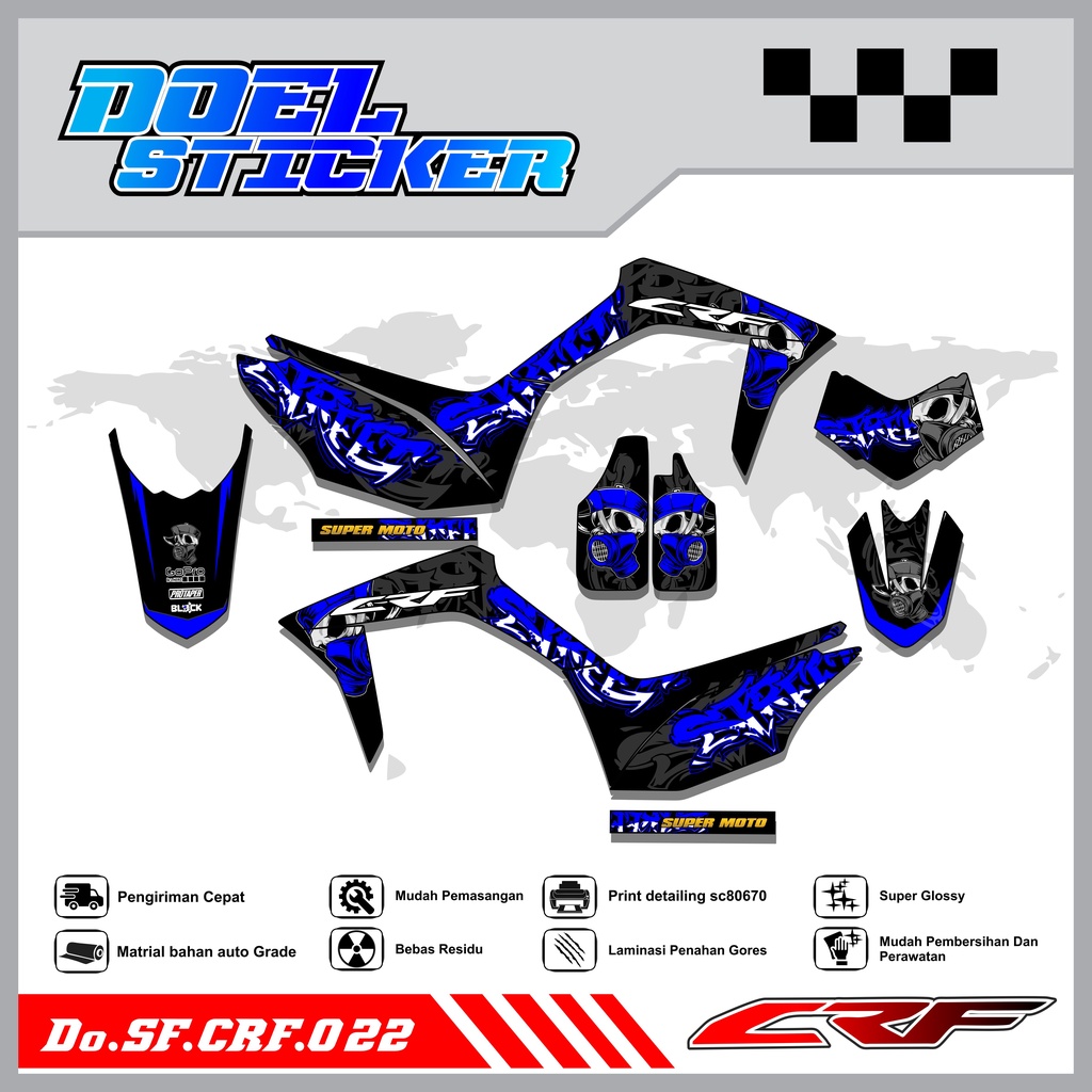 Sticker Striping Semifull CRF 150L List Variasi Hologram Pelangi,Crome Doel  022