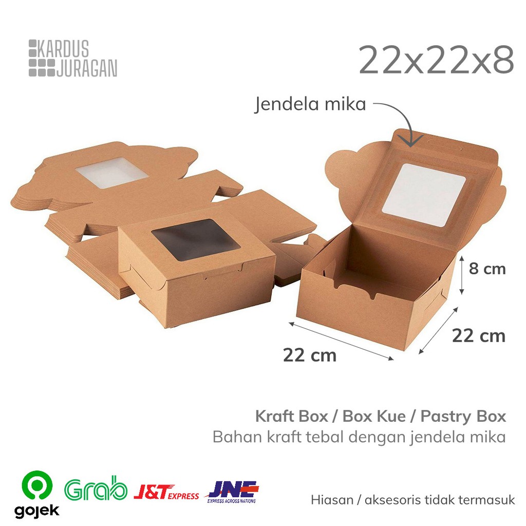 

10 pcs Kraft Box 22 x 22 x 8 cm Polos Box Kue Pastry Box Cake Box