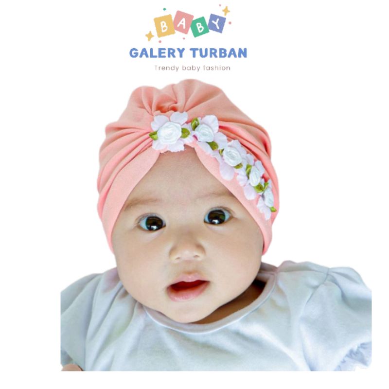turban bayi bunga kucai/turban bayi perempuan/turban anak lucu motif bunga/ciput bayi bunga kucai/ci
