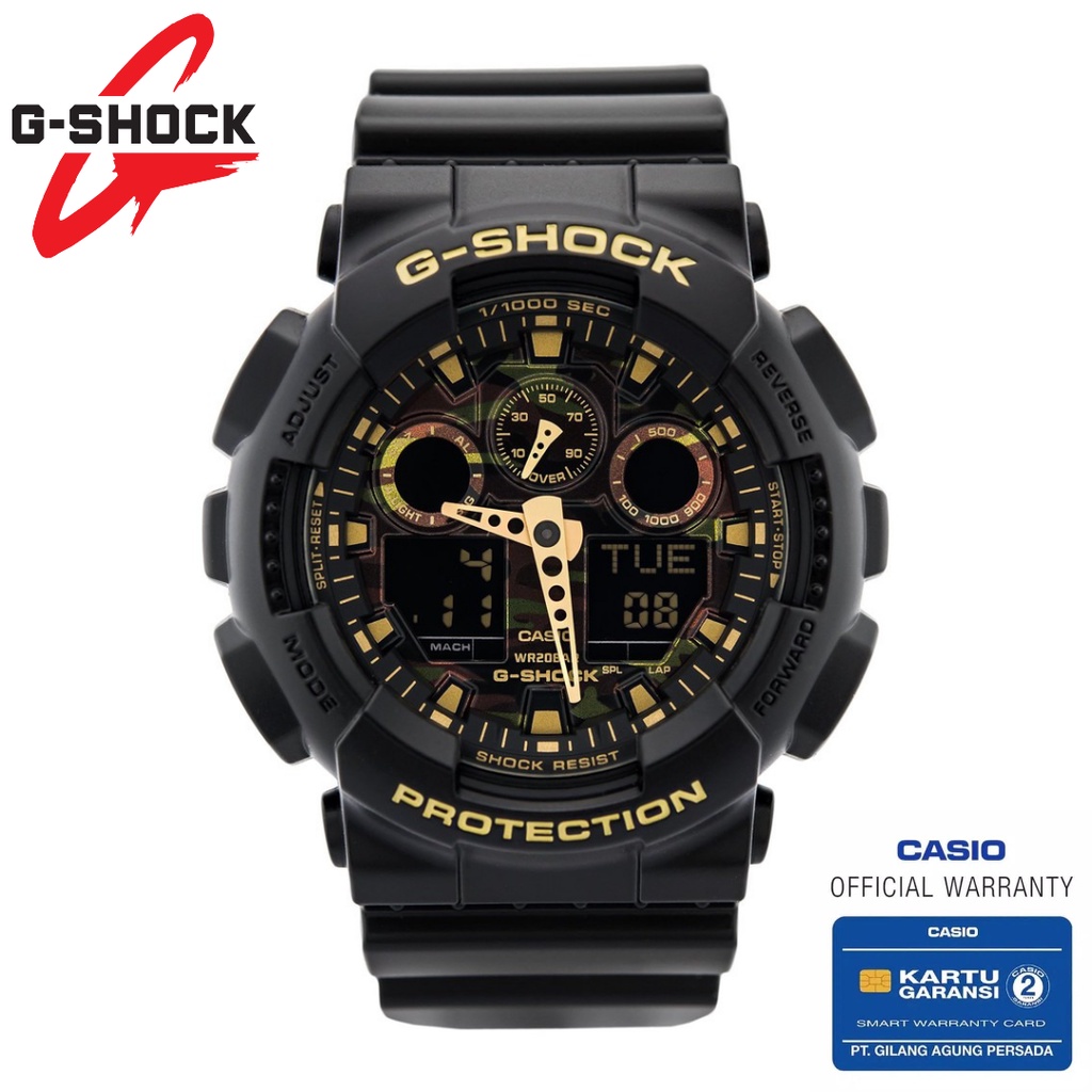 Jam Tangan Pria Casio G-Shock Origial GA-100CF-1A9DR Dual Time Rubber Strap