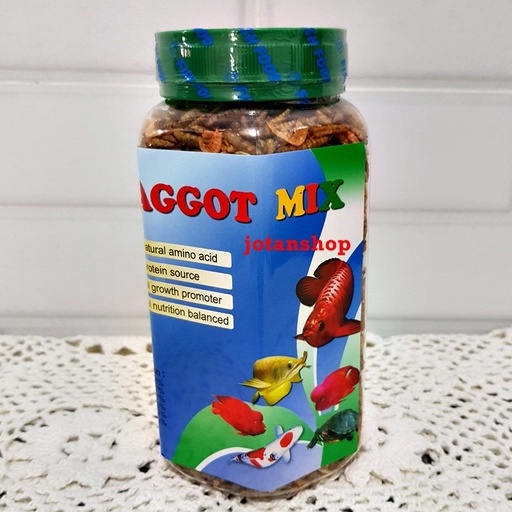 MAGGOT MIX 100GR PAKAN MAKANAN IKAN HIAS KOI LOUHAN ARWANA PREDATOR ULAT ULET UDANG KERING SUPER