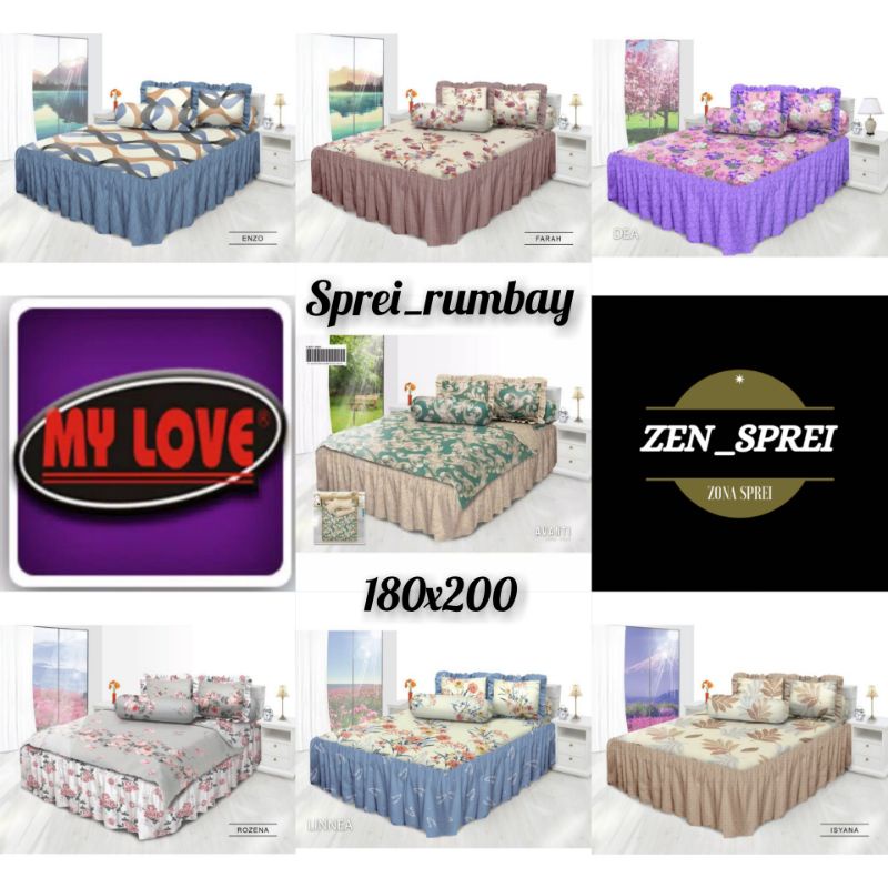 READY Sprei Rumbay / Renda My Love Ukuran 180x200 - Motif Minimalis / Flowers RE2100