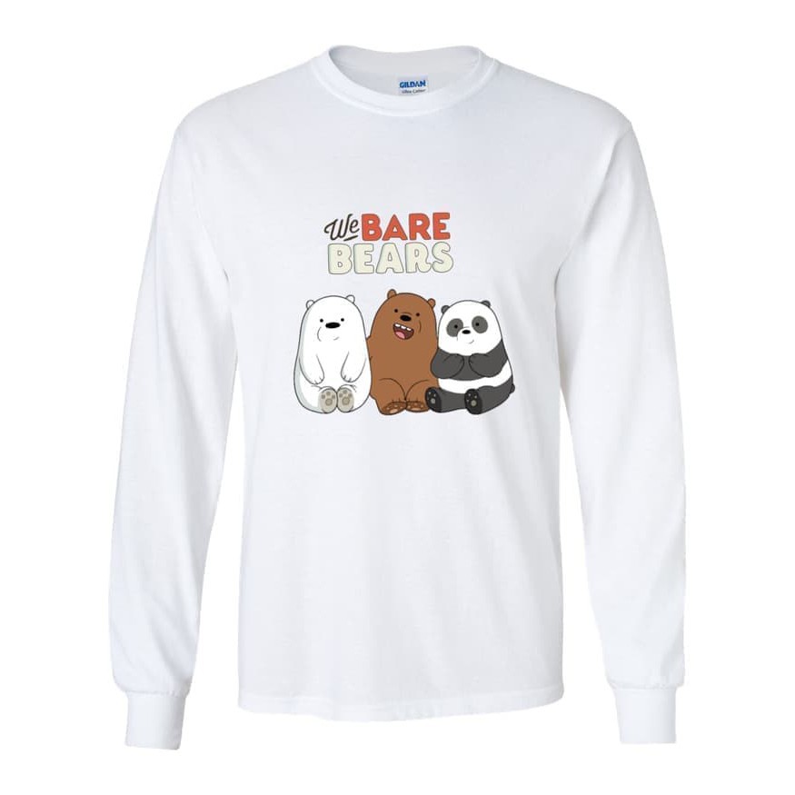 Kaos Tshirt Baju Obral Murah Combed 30 Distro WE BARE BEARS BEAR 3 DUDUK LENGAN Panjang polos custom