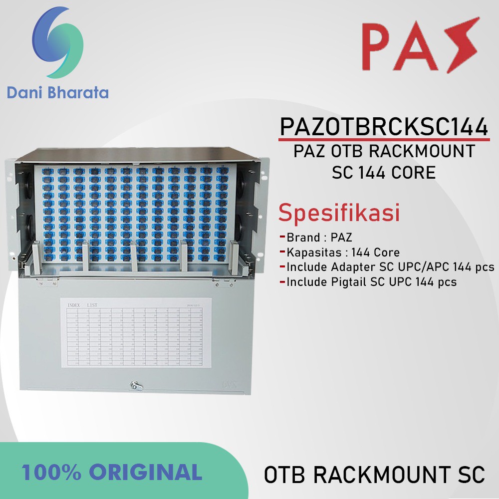 OTB Rackmount 144 core PAZ Lengkap Adapter SC Optical Termination Box