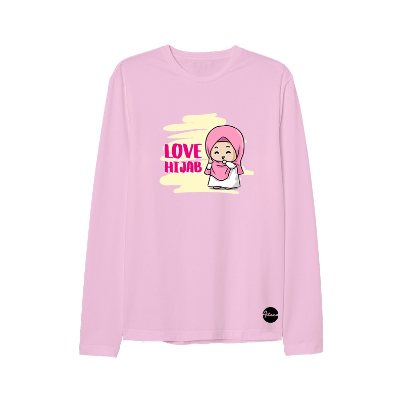 Aitana - Kaos Muslim Lengan Panjang Tema Love Hijab Perempuan Bahan Katun Combed 30s