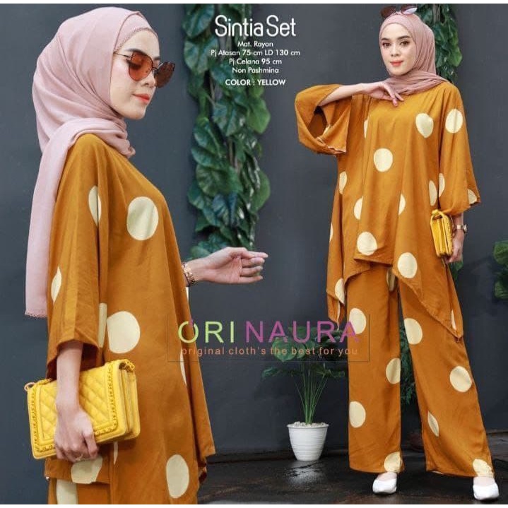 Setelan Waka Waka Polkadot Sintia Set One set Resleting Depan Busui Rayon Halus Tebal Adem Ld 130 Daster Arab Renda