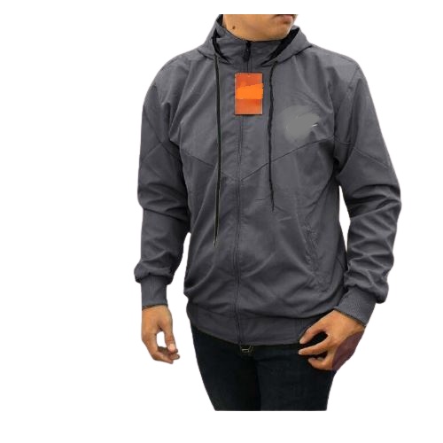 [Promo Sale] COD/Jaket Parasut Olahraga Sporty Jogging Lari Polos Hitam M-XXL-Abu Tua