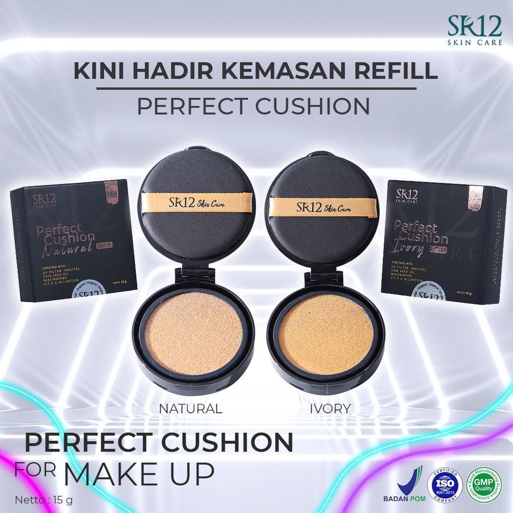 SR12 Refill Perfect Cushion Natural &amp; Ivory 15g Foundation SPF 30 Full Coverage GMP BPOM