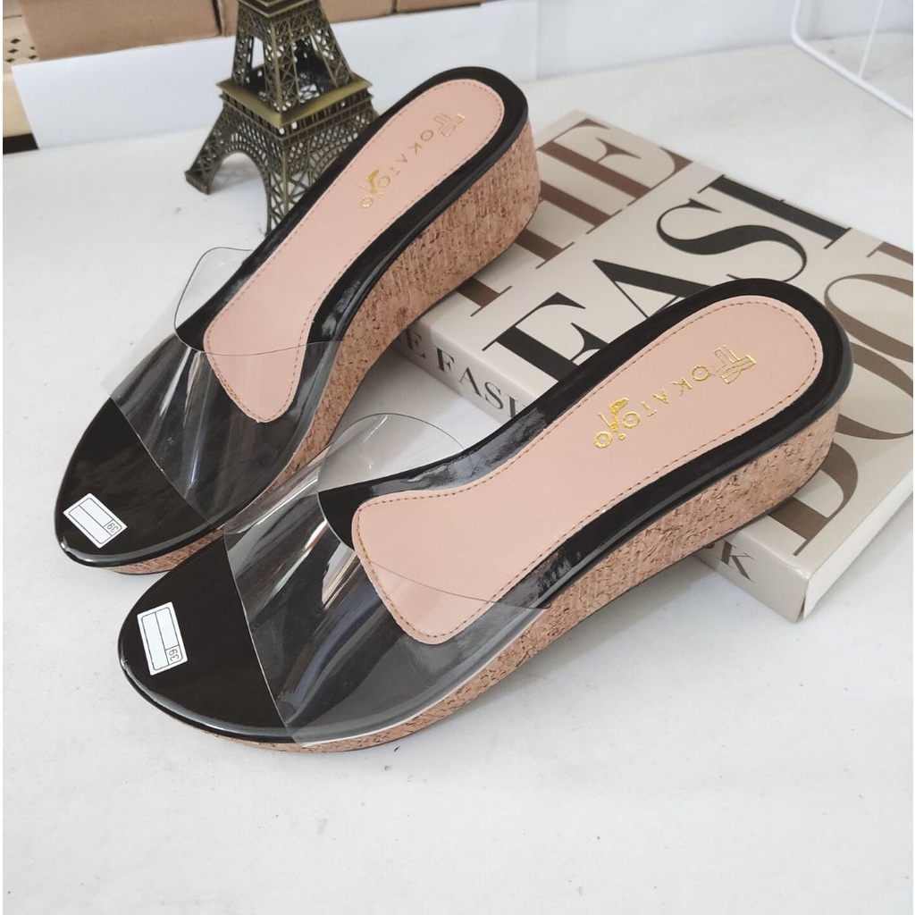 Sandal mika premium hak 5 cm terbaru sandal wedges wanita terbaru sandal wanita cassual kekinian sandal wedges wanita termurah original