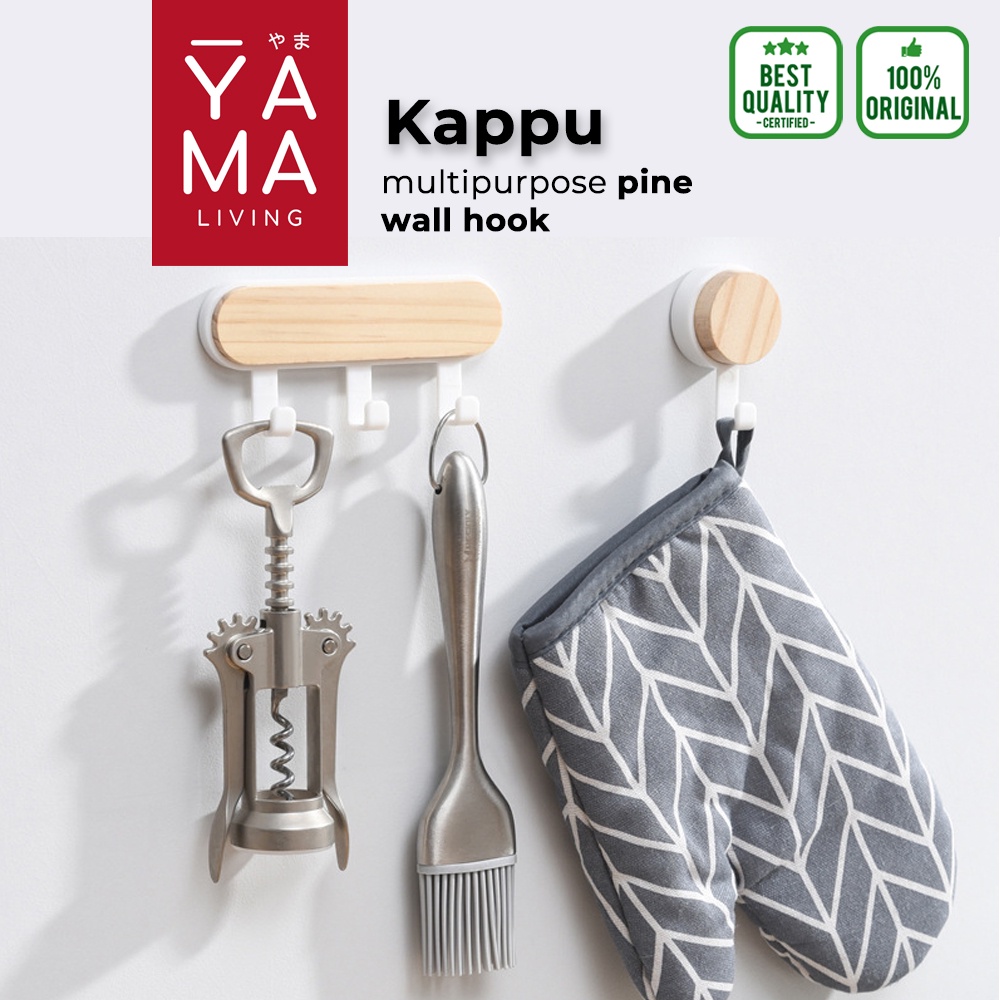 YAMA KAPPU Wooden Hook Gantungan Tempel Dinding Kayu Kunci Hanger Lemari