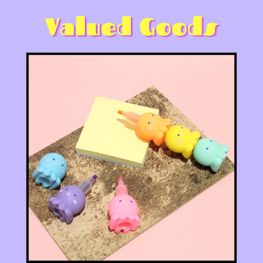

Highlighter Gurita Susun 5 Pcs 1 Set - stabilo tumpuk warna warni pewarna penanda catatan alat tulis kantor kerja lucu unik bentuk mainan lucu unik hewan lucu stress relief