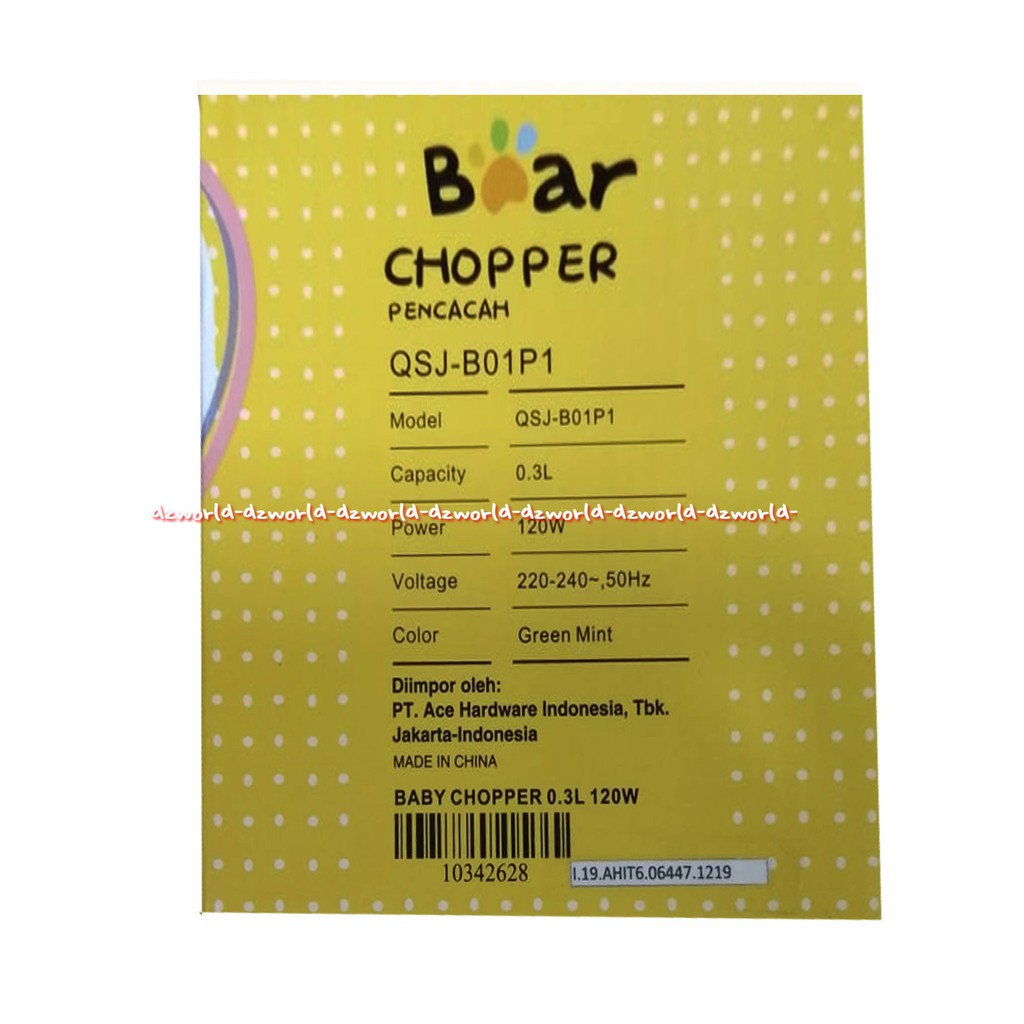 Bear Food Chopper 300ml Alat Pengiris Pencacah Penghalus Makanan