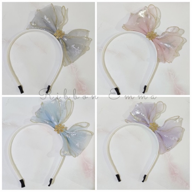 Bando Frozen/ Bando Pita Besar/ Bando Cinderella/ Pita biru muda/ pita ungu/ pita pink/ pita abu