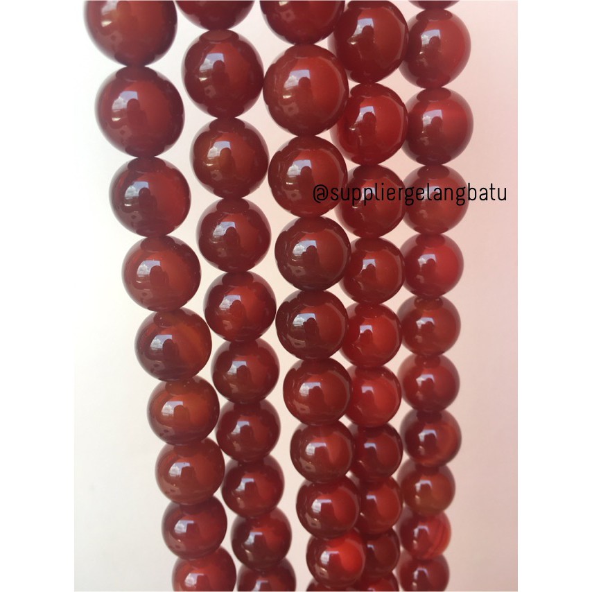 Manau Merah Red Carnelian Agate Batu Gelang Kalung Garnet 12mm Akik Cina Korea Natural Rare koleksi