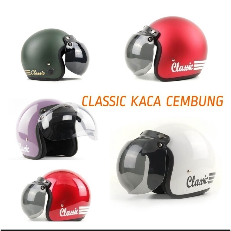 Helm Bogo Dewasa Classic Garis / Helm Retro Bogo Classic Dewasa Doff dan Glossy SNI