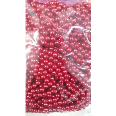 100 Gram Payet Mote Manik Mutiara Sintetis 8mm Bulat Besar Mutsin Berat Kwalitas Super Warna Merah