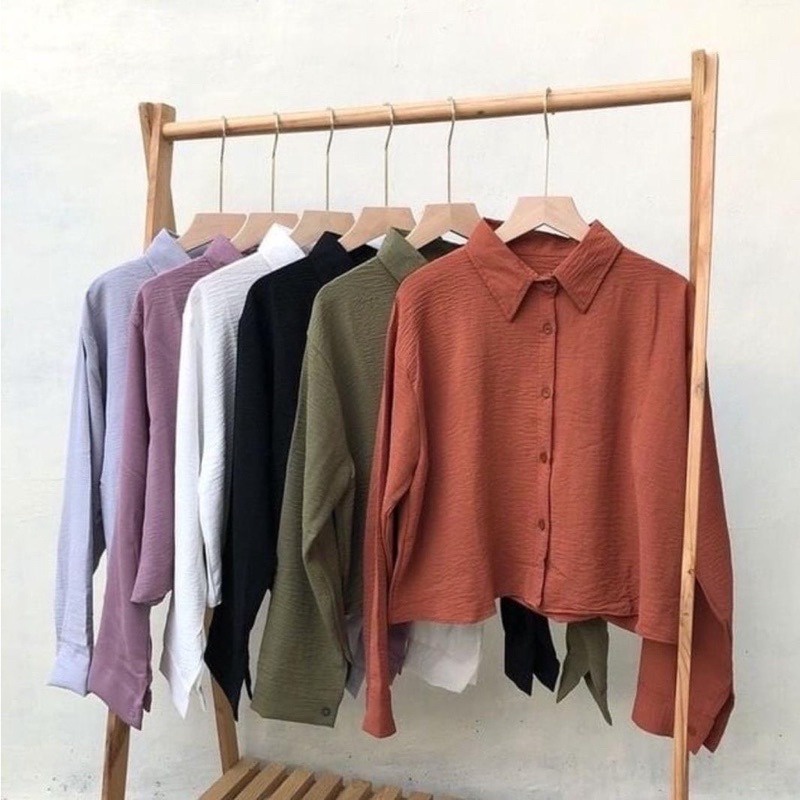 CASHA - ZRD OOTD Wanita Kemeja MAYA / VIOLIN KEMEJA CROP / Kemeja Crop Kekinian / Kemeja Polos Crop 