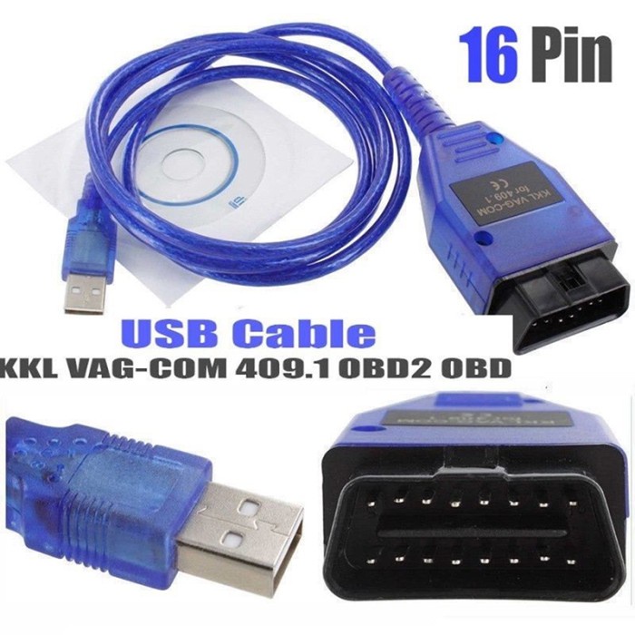 Alat Scanner Diagnostik KKL VAG-COM 409.1 OBD2 OBD Dengan Kabel Usb