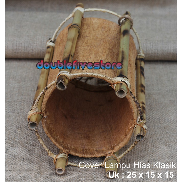 Kap Lampu Hias Bambu Kap Lampu Hias Gantung Klasik Bambu Kulit Kayu Tradisional Uk 25 x 15 x 15