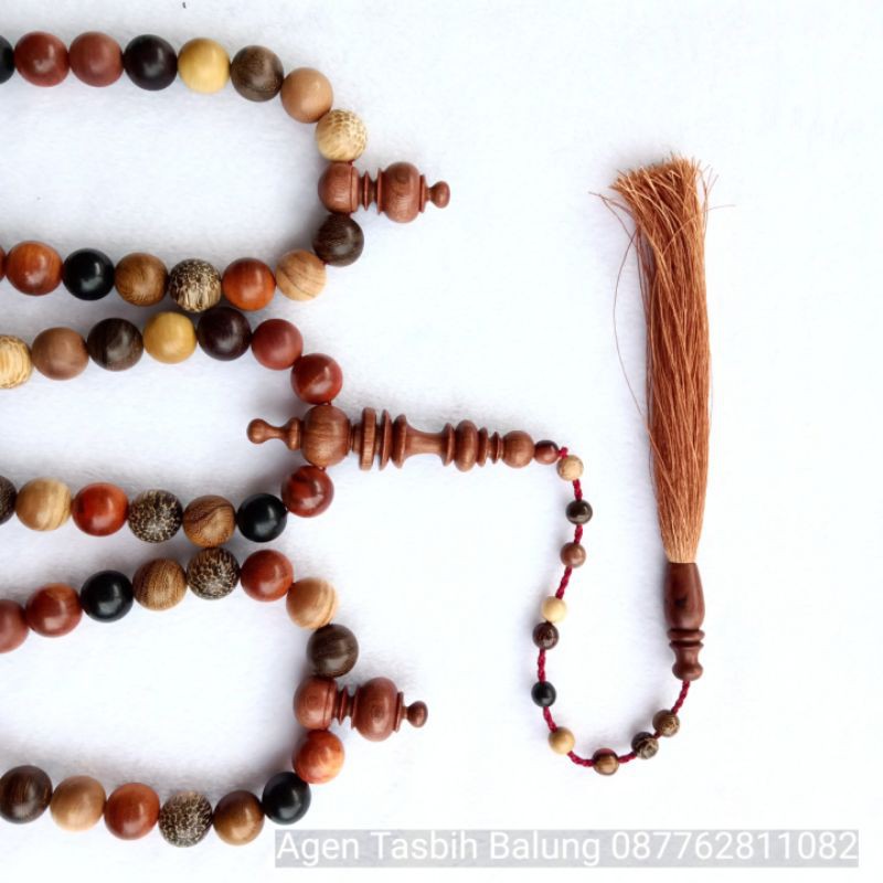 TASBIH JUMBO KOMBINASI 13 KAYU NUSANTARA 17mm ORIGINAL!!!