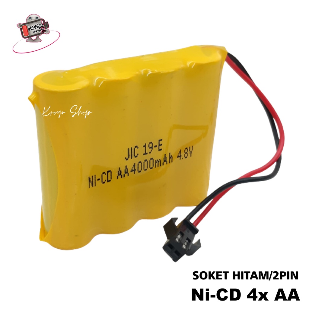 Baterai Rakit Charger RC/Mobil Remot Control 4x AA Ni-cd 4.8volt - 4000mAh Socket Hitam