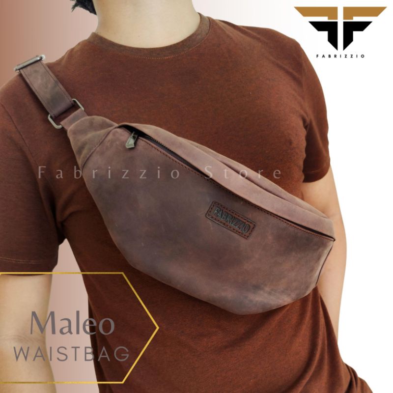 tas waistbag crazy horse kulit sapi