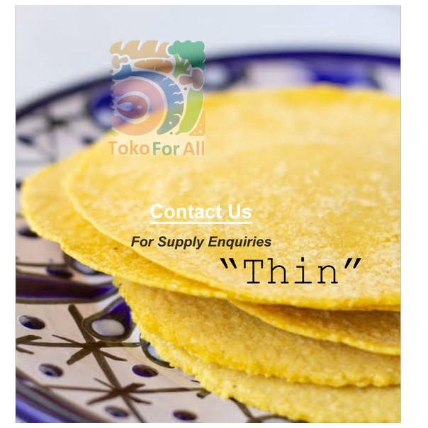 

Yellow Corn Tortilla Thin (Kulit Nachos), Vegan, Gf, 1000Gr, 15Cm /6In