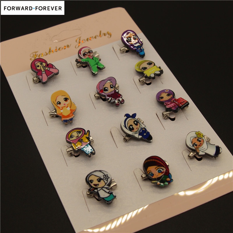 12pcs cartoon character cute personality creative badge coat brooch