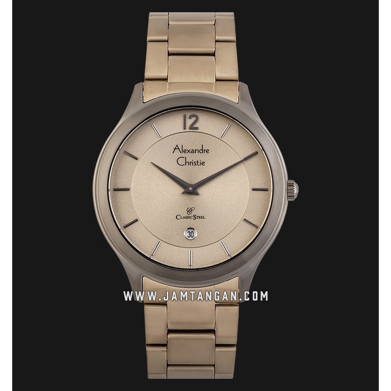 Alexandre Christie AC 8623 MD BBWBO Men Tan Dial Tan Stainless Steel Strap