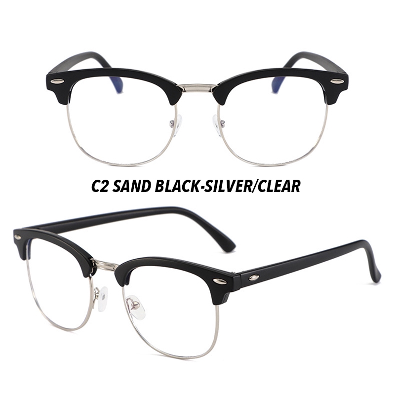 (YUZHU) Bayar di Tempat Anti Blue Kacamata RB Design Half Frame Eyeglasses Wanita/Pria