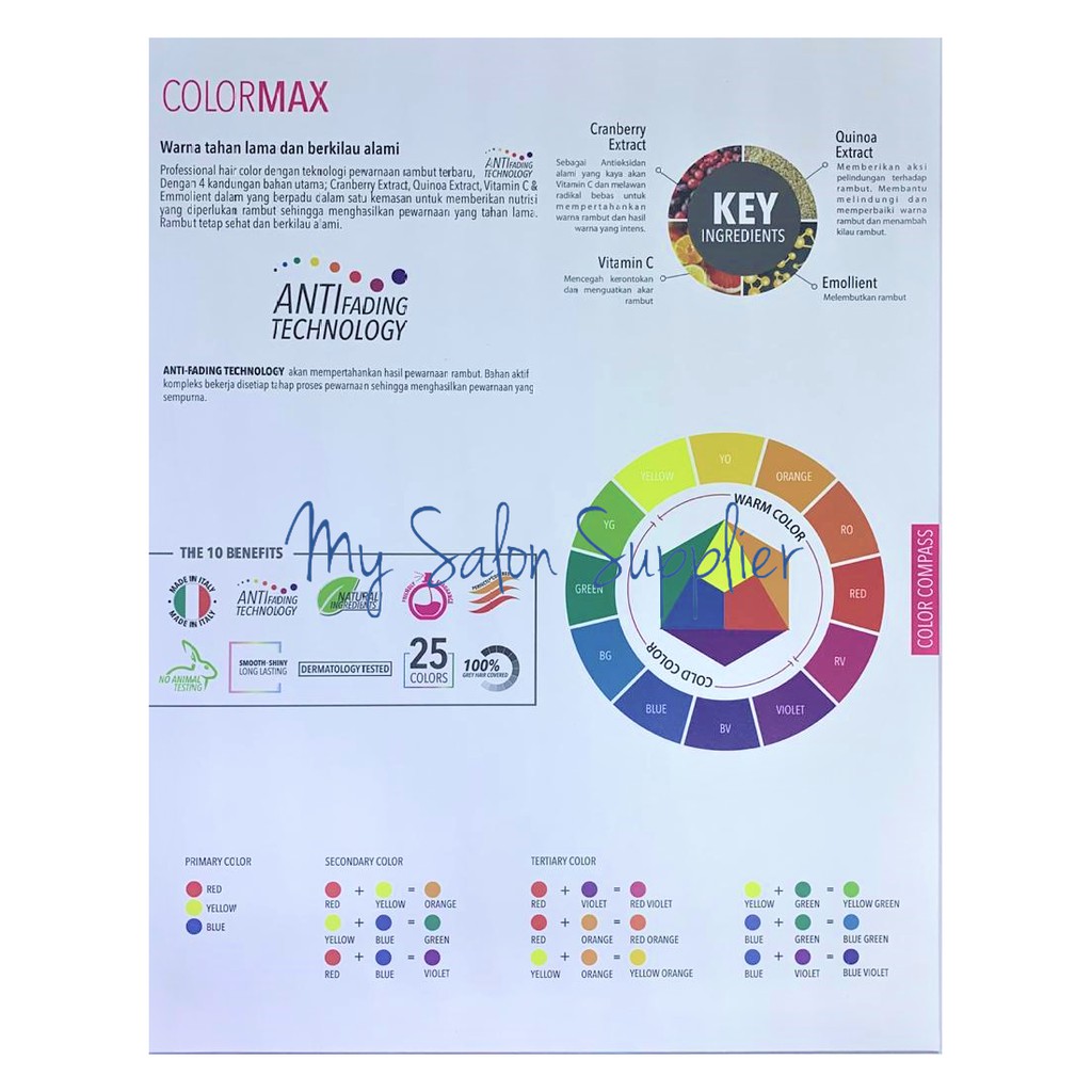 BUKU &amp; 24pc CBD ColorMax Italy / Color Max Color Cream Cat Rambut