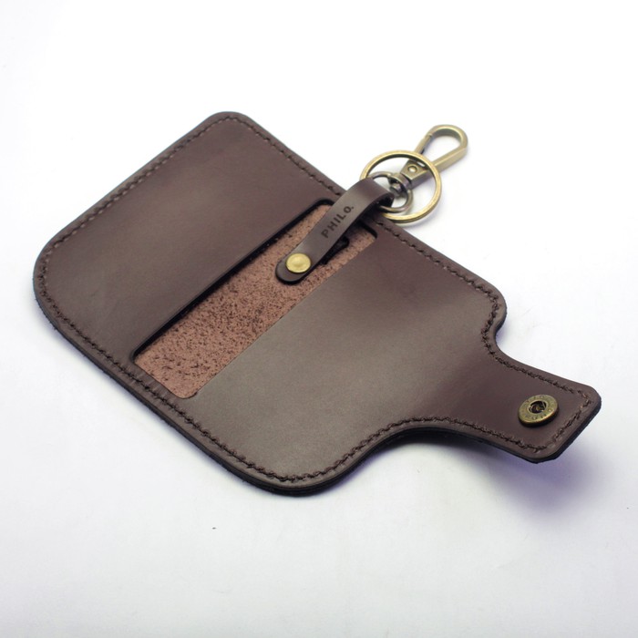 dompet stnk mobil motor kulit asli - gantungan kunci coklat - PHKC496