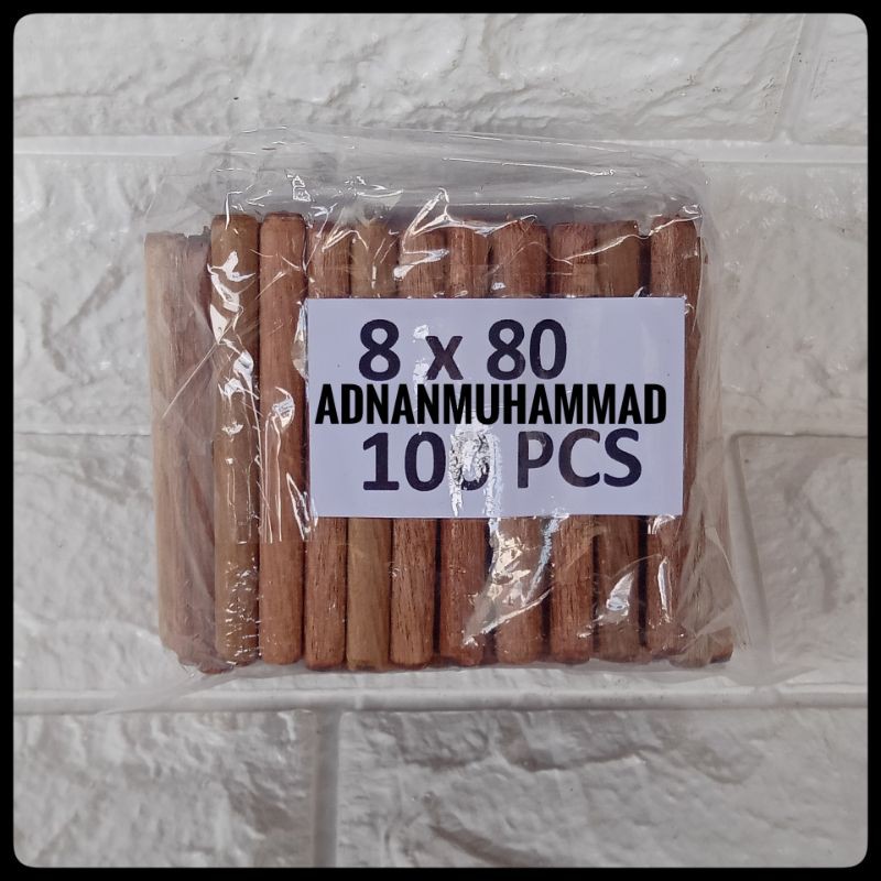 Kayu dowel Bulat stik paku kayu 8 x 80mm 100pcs