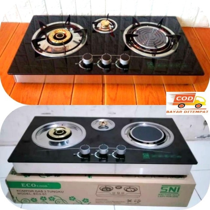 Kompor Tanam 3 Tungku Mix Bara Eco Cook EC 3-01 Black Edition