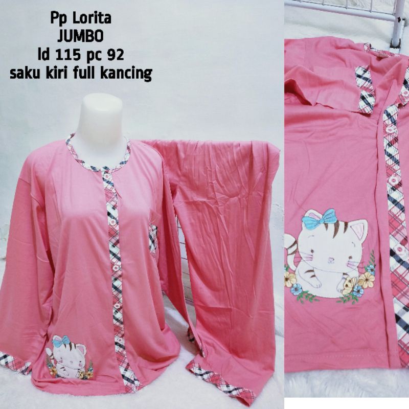 Baju tidur Pp jumbo Lorita full kancing