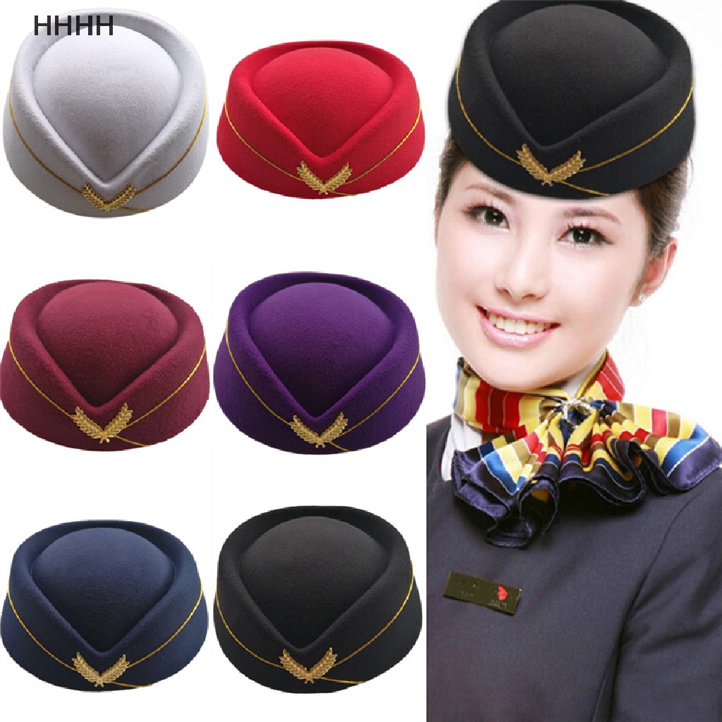 Topi Seragam Pramugari Bahan Wol Premium Untuk Cosplay Wanita